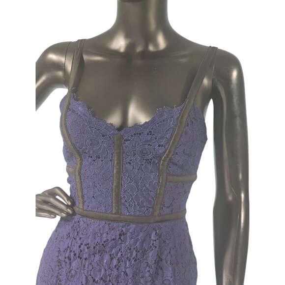 Blue Lace/Black Accent Sheath Dress - Express - Picture 2 of 10